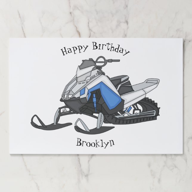 Snowmobile cartoon illustration paper pad (Front)