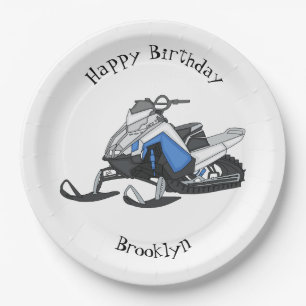 Snowmobile cartoon illustration paper plates
