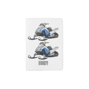 Snowmobile cartoon illustration passport holder