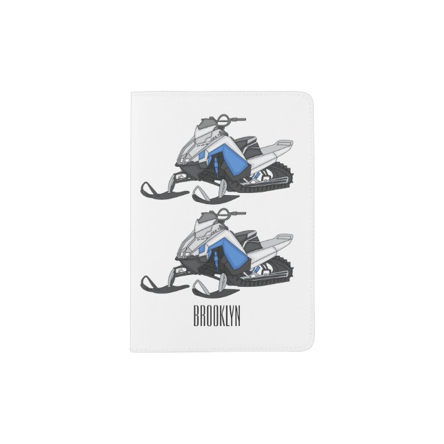 Snowmobile cartoon illustration passport holder (Front)