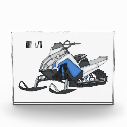 Snowmobile cartoon illustration  photo block