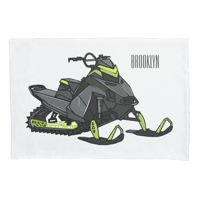 Snowmobile cartoon illustration  pillow case (Front)