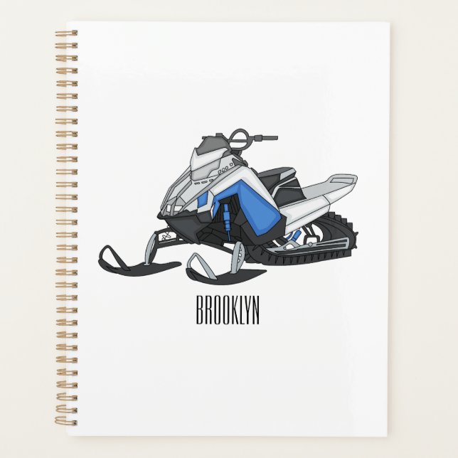 Snowmobile cartoon illustration planner (Front)