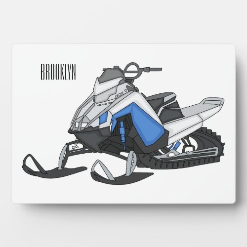 Snowmobile cartoon illustration plaque