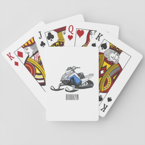 Snowmobile cartoon illustration poker cards