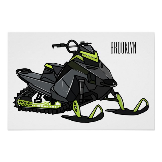 Snowmobile cartoon illustration  poster (Front)