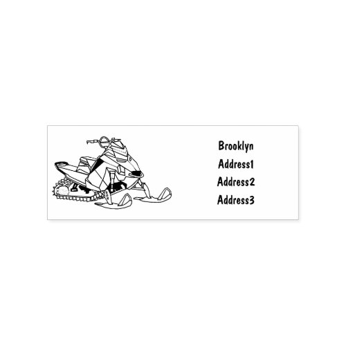 Snowmobile cartoon illustration rubber stamp