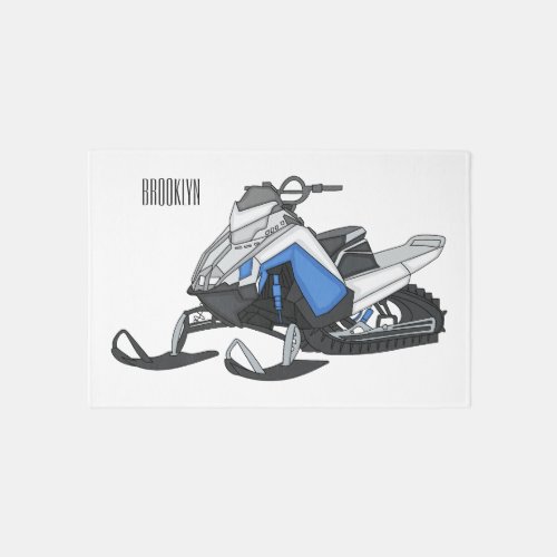 Snowmobile cartoon illustration rug