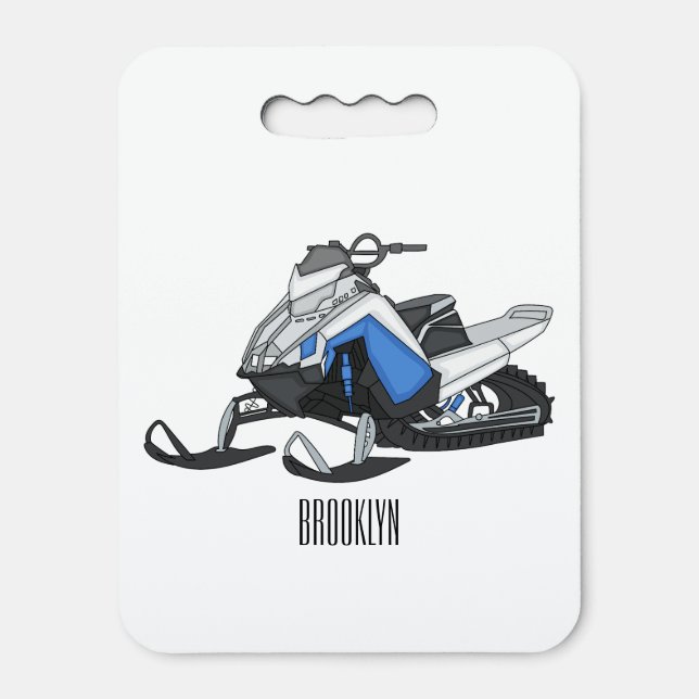 Snowmobile cartoon illustration  seat cushion (Front Vertical)