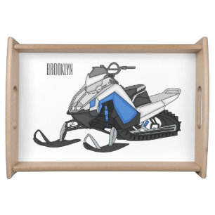 Snowmobile cartoon illustration  serving tray