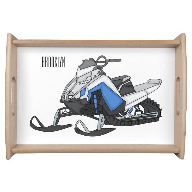 Snowmobile cartoon illustration  serving tray (Front)