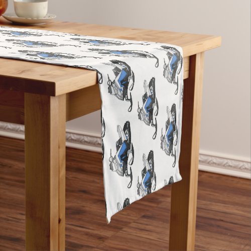 Snowmobile cartoon illustration short table runner