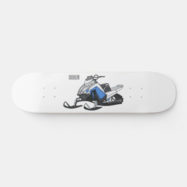 Snowmobile cartoon illustration skateboard (Horz)