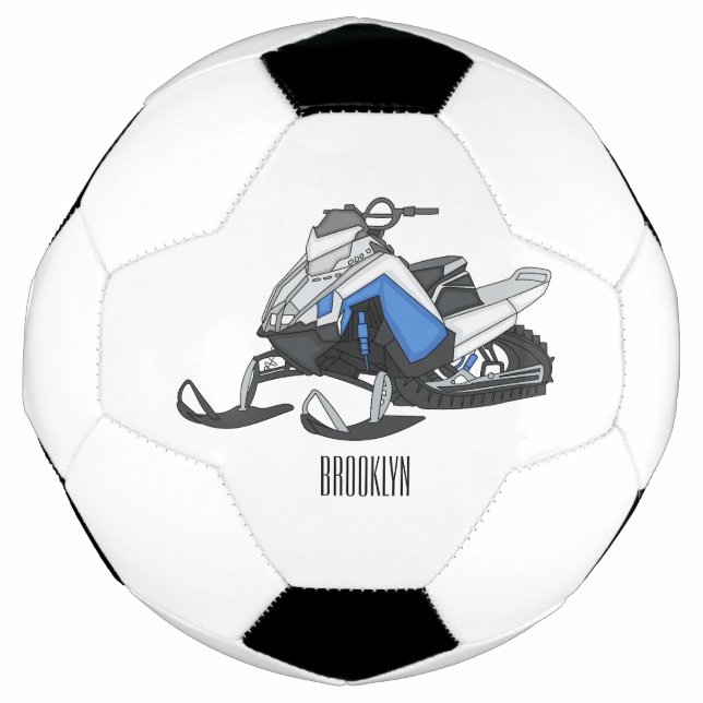 Snowmobile cartoon illustration soccer ball (Front)