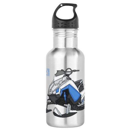 Snowmobile cartoon illustration  stainless steel water bottle