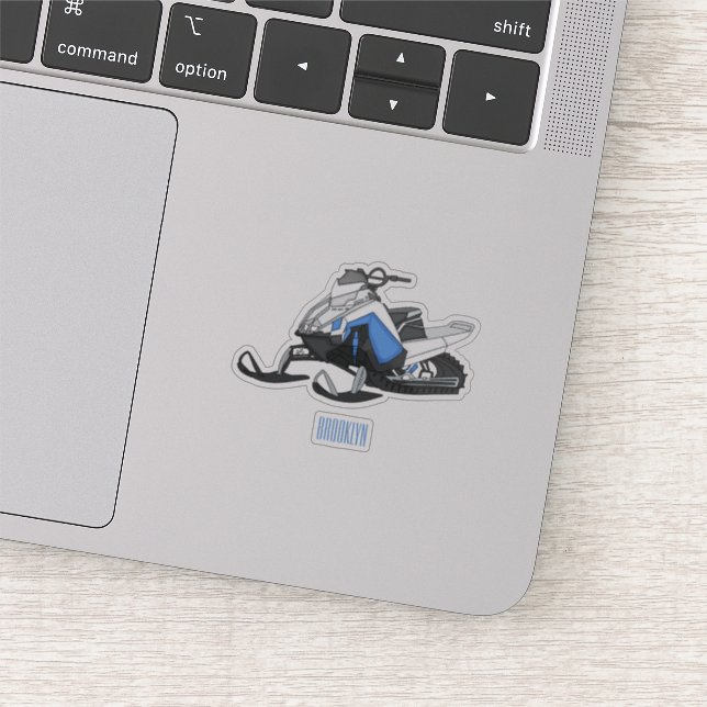 Snowmobile cartoon illustration sticker (Detail)