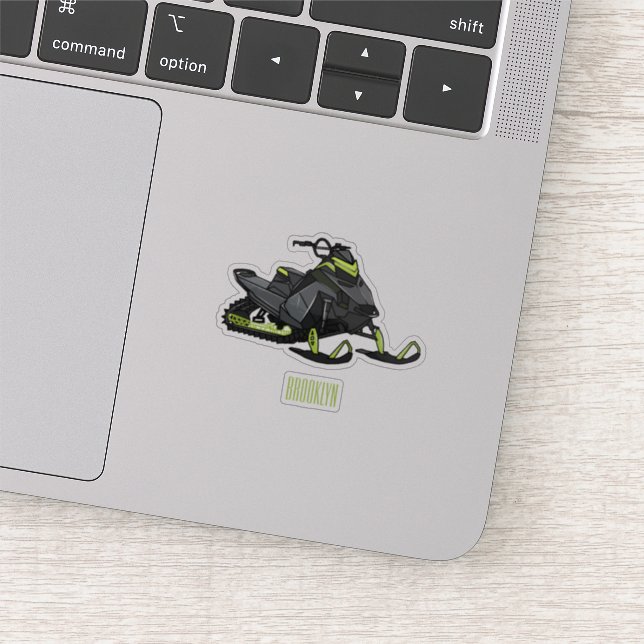 Snowmobile cartoon illustration sticker (Detail)