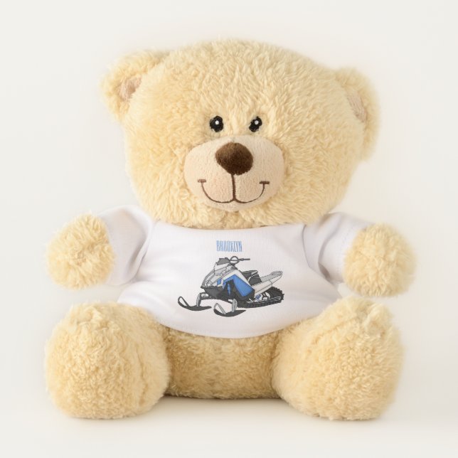 Snowmobile cartoon illustration teddy bear (Front)