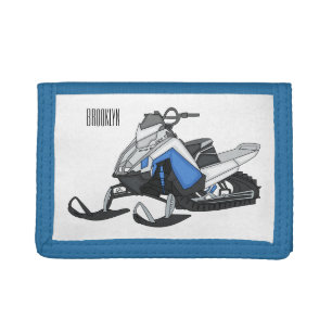 Snowmobile cartoon illustration tri-fold wallet