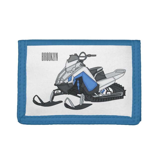 Snowmobile cartoon illustration trifold wallet (Front)