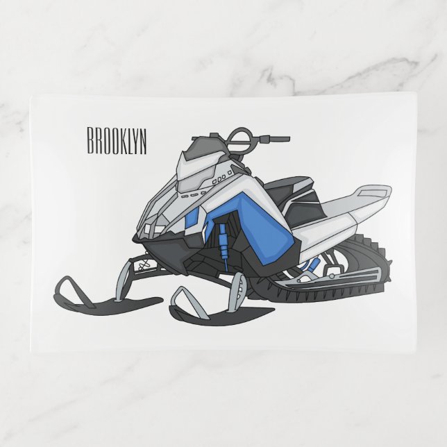 Snowmobile cartoon illustration trinket tray (Front)