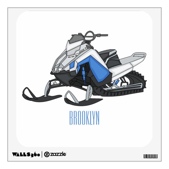 Snowmobile cartoon illustration wall decal (Front)