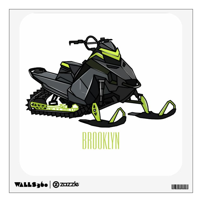 Snowmobile cartoon illustration  wall decal (Front)