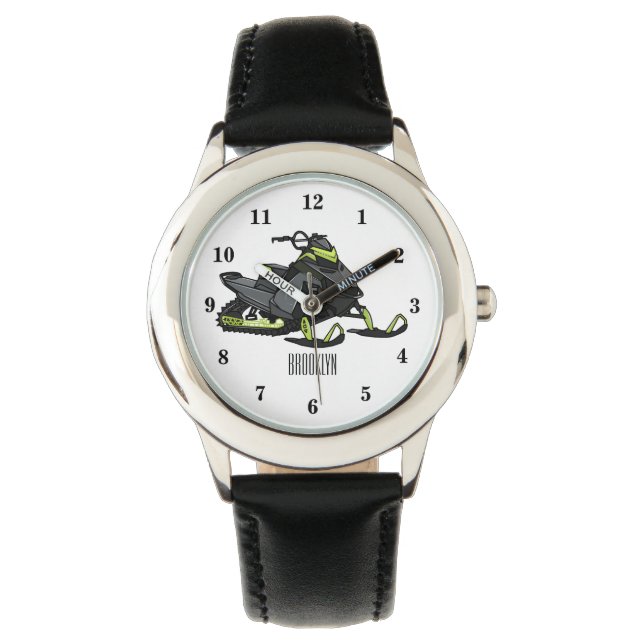 Snowmobile cartoon illustration watch (Front)