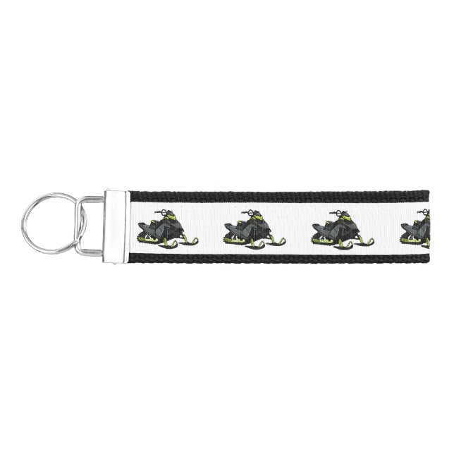 Snowmobile cartoon illustration  wrist keychain (Keys on Left)