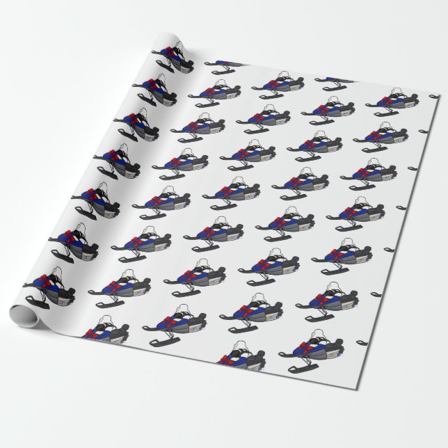 Snowmobile Christmas Wrapping Paper (Unrolled)