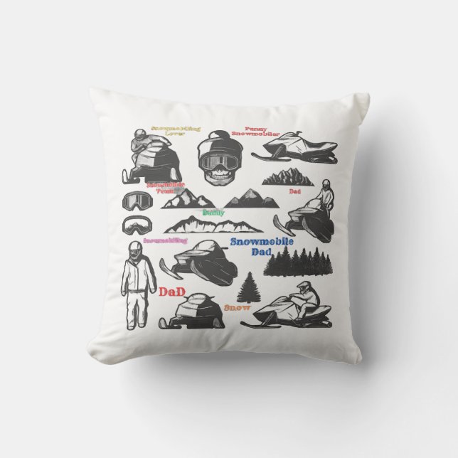 Snowmobile Dad,Snowmobile Lover  Throw Pillow (Front)