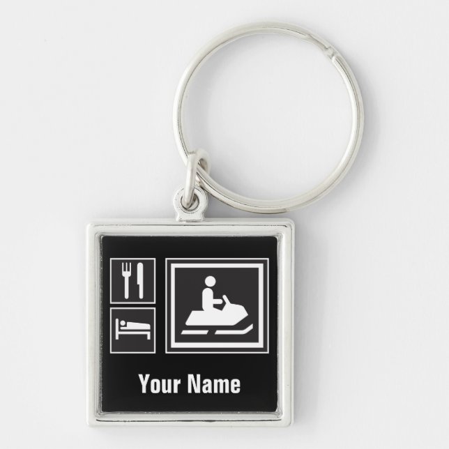 Snowmobile Fanatic - Eat, sleep, go snowmobiling! Keychain (Front)