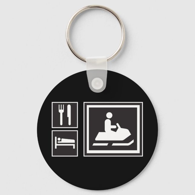 Snowmobile Fanatic - Eat, sleep, go snowmobiling! Keychain (Front)