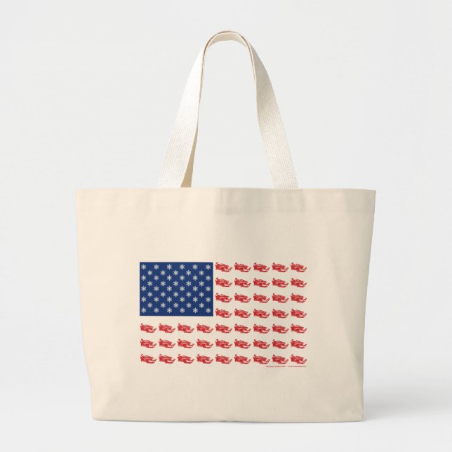 Snowmobile Flag Large Tote Bag (Front)
