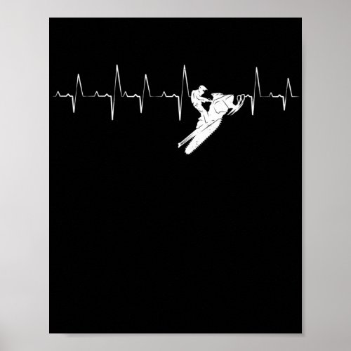 Snowmobile Heartbeat Snow Mobile Pulse Winter Poster