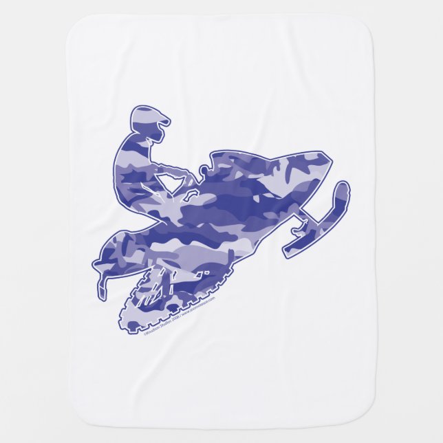 Snowmobile in Blue Camouflage Baby Blanket (Front)