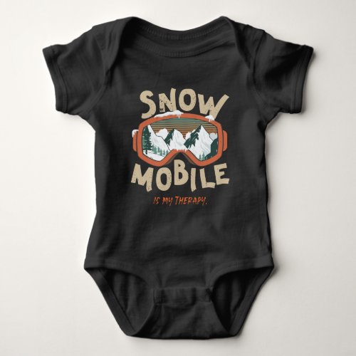 Snowmobile Is My Therapy Mountain Snow Ski Google  Baby Bodysuit