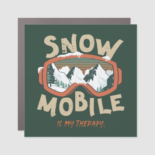 Snowmobile Is My Therapy Mountain Snow Ski Google  Car Magnet