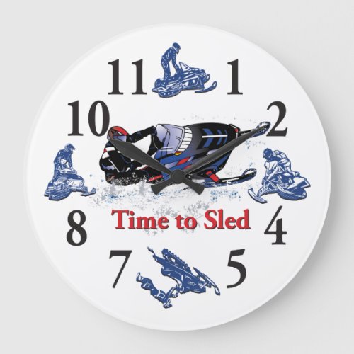Snowmobile its Time To Sled Clock