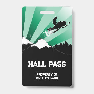 snowmobile jump Teacher Hall Pass Badge