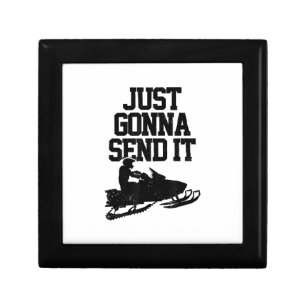 Snowmobile Just Gonna Send It Funny Motor Sled Gif Gift Box