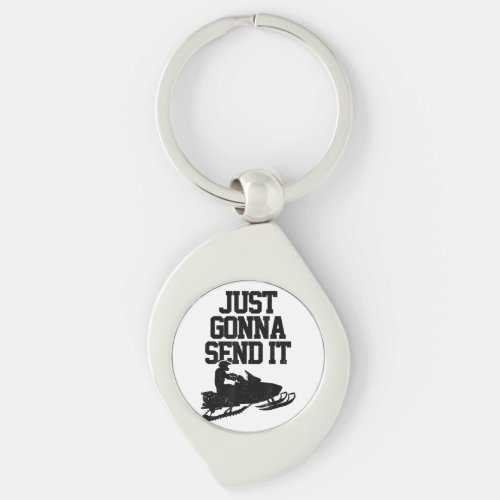 Snowmobile Just Gonna Send It Funny Motor Sled Gif Keychain