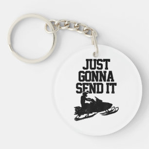 Snowmobile Just Gonna Send It Funny Motor Sled Gif Keychain