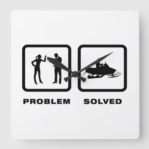 Snowmobile Lover Square Wall Clock