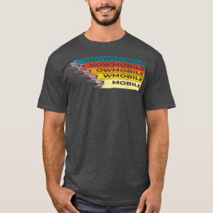Snowmobile monster race in cool retro colors T-Shirt