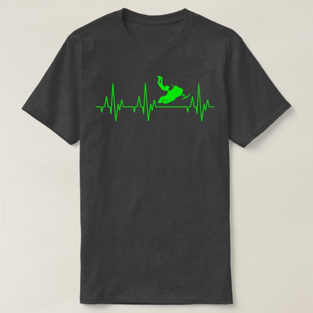 Snowmobile Motor Sledge Snow Motorcycle Heartbeat  T-Shirt (Design Front)