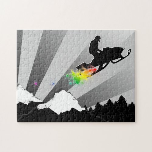 snowmobile powder trail jigsaw puzzle