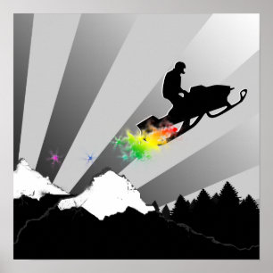 snowmobile. powder trail. poster