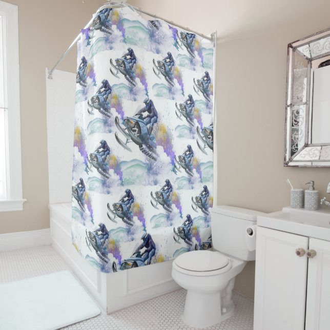 Snowmobile Racing, Snocross Shower Curtain (In Situ)