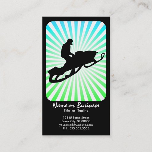 Customizable snowmobile : retro rays : business card